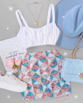 Crop top drapeado de tiras y resote atras