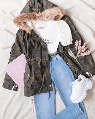 Parka militar capota peluda