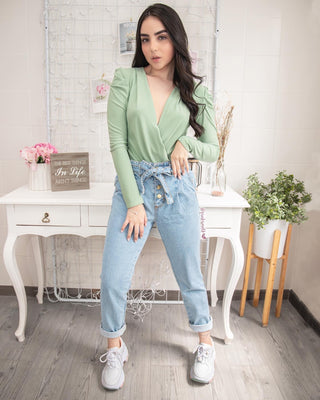 Body cruzado verde manzana