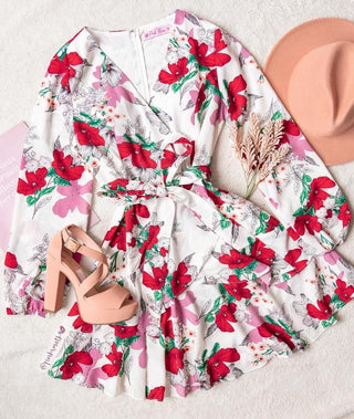 Vestido flores bolero cruzado