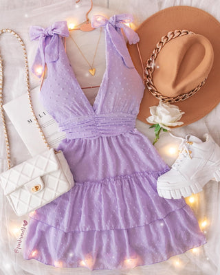 Vestido lila moñitos