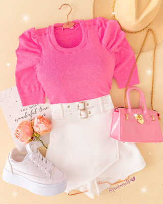 Blusa tejida manga puff