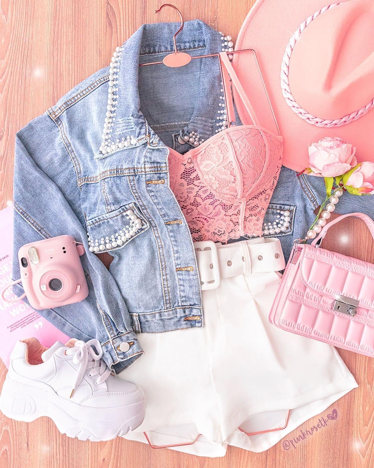 CHAQUETA DE JEAN CON PERLAS – Pink Rose tk