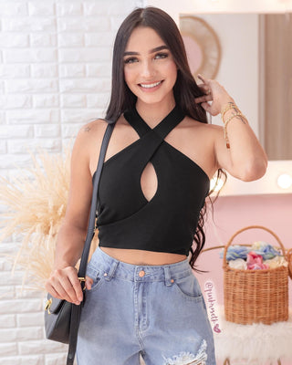 Crop top escote cruzado