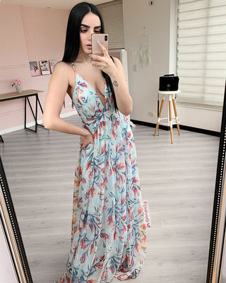 Vestido de flores azules